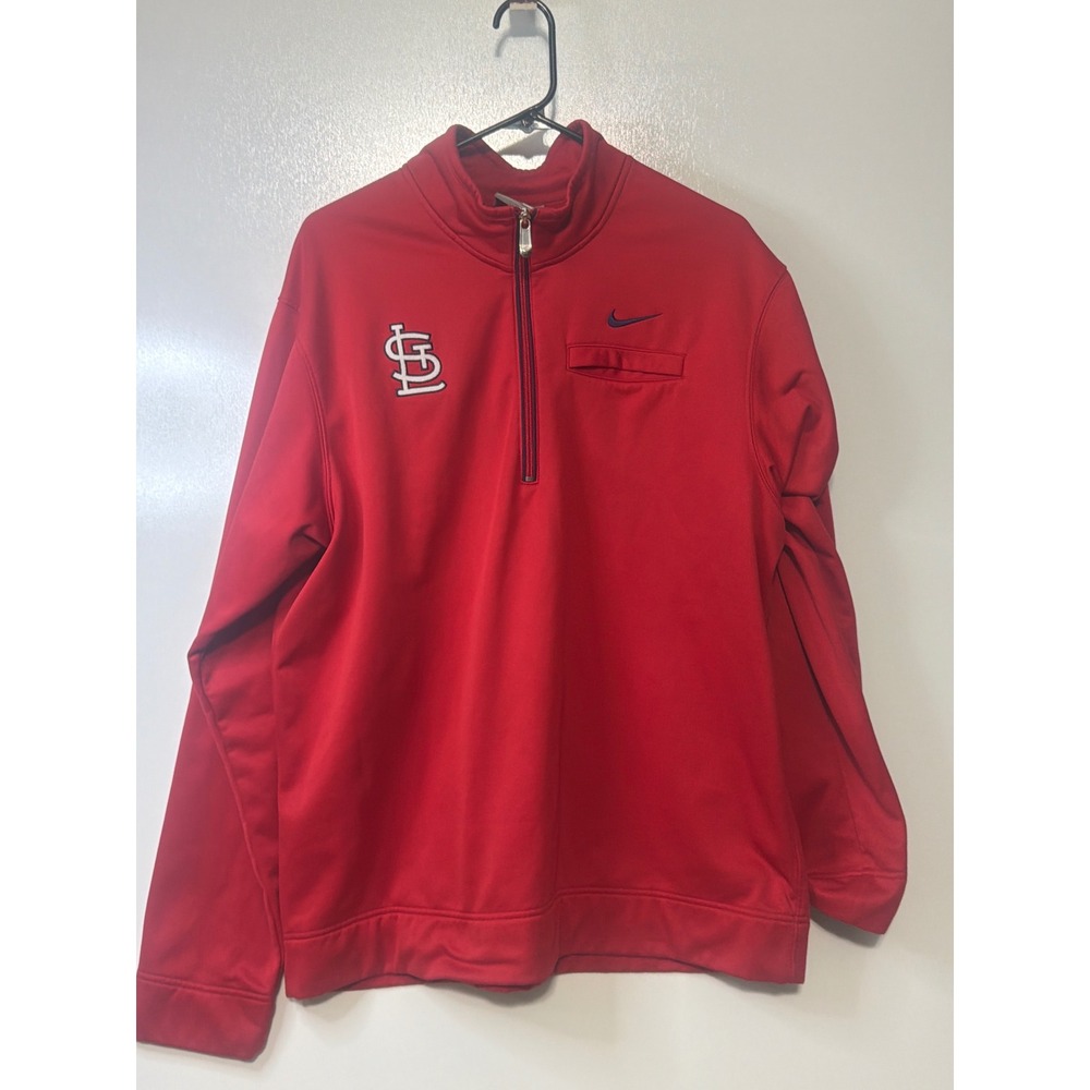 Nike Team MLB St Louis Cardinals Quarter Zip Pullover Red Fleece Mens XL